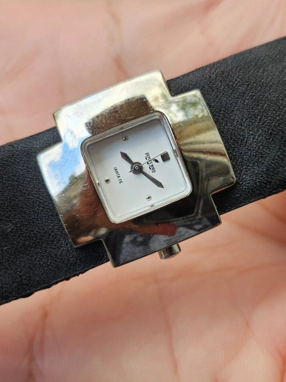 Vintage Peyote Brid Design Wristwatch Black Leather Strap Quartz Analog Watch